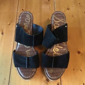 Sam Edelman Damara Platform Wedge Black Leather Sandal Size 9